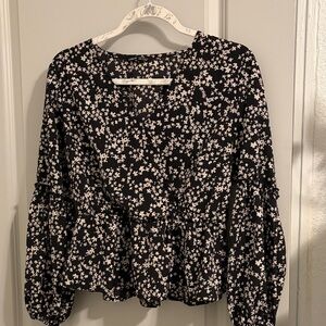 Floral Black and White Women's Top